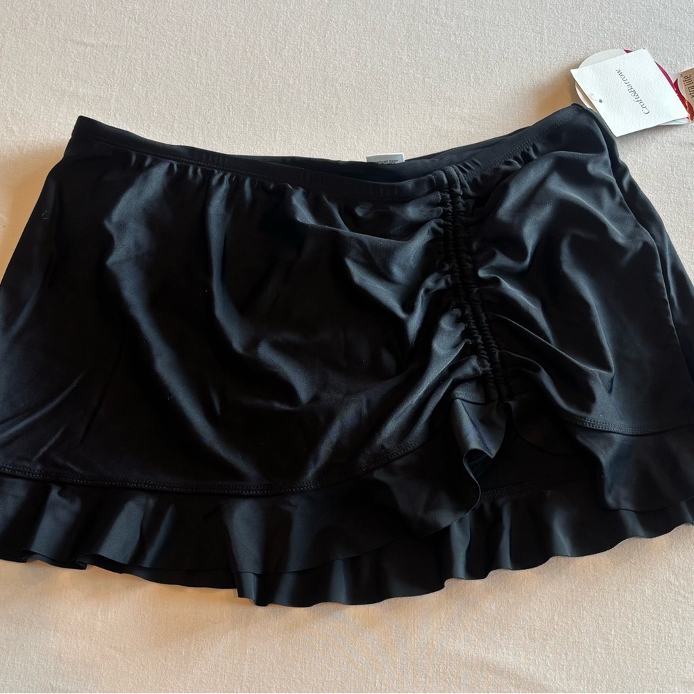 Croft & Barrow Women’s Black Swim Skirt Size 10 Tummy Slimmer Ruffle Hem NWT